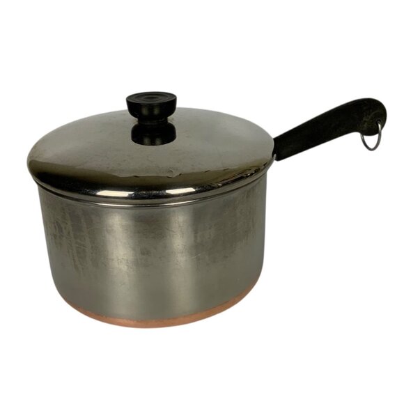 Vintage Revere Ware 4 Qt Saucepan & Lid Copper Clad Stainless Steel Made In USA - Picture 1 of 8